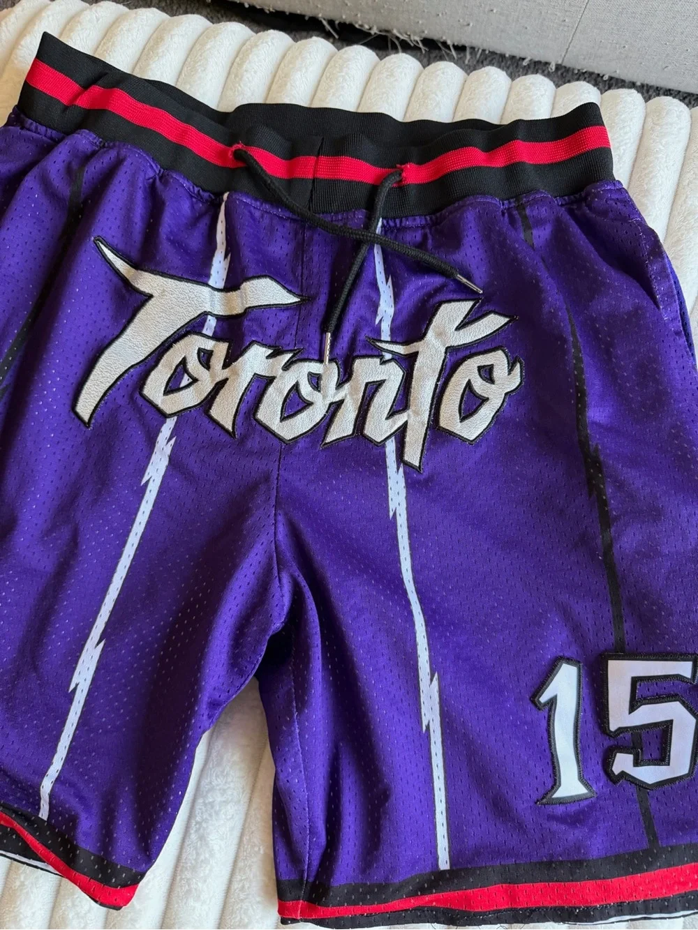 Vince Carter #15 Toronto Raptors Basketball Shorts XL Purple Embroidered